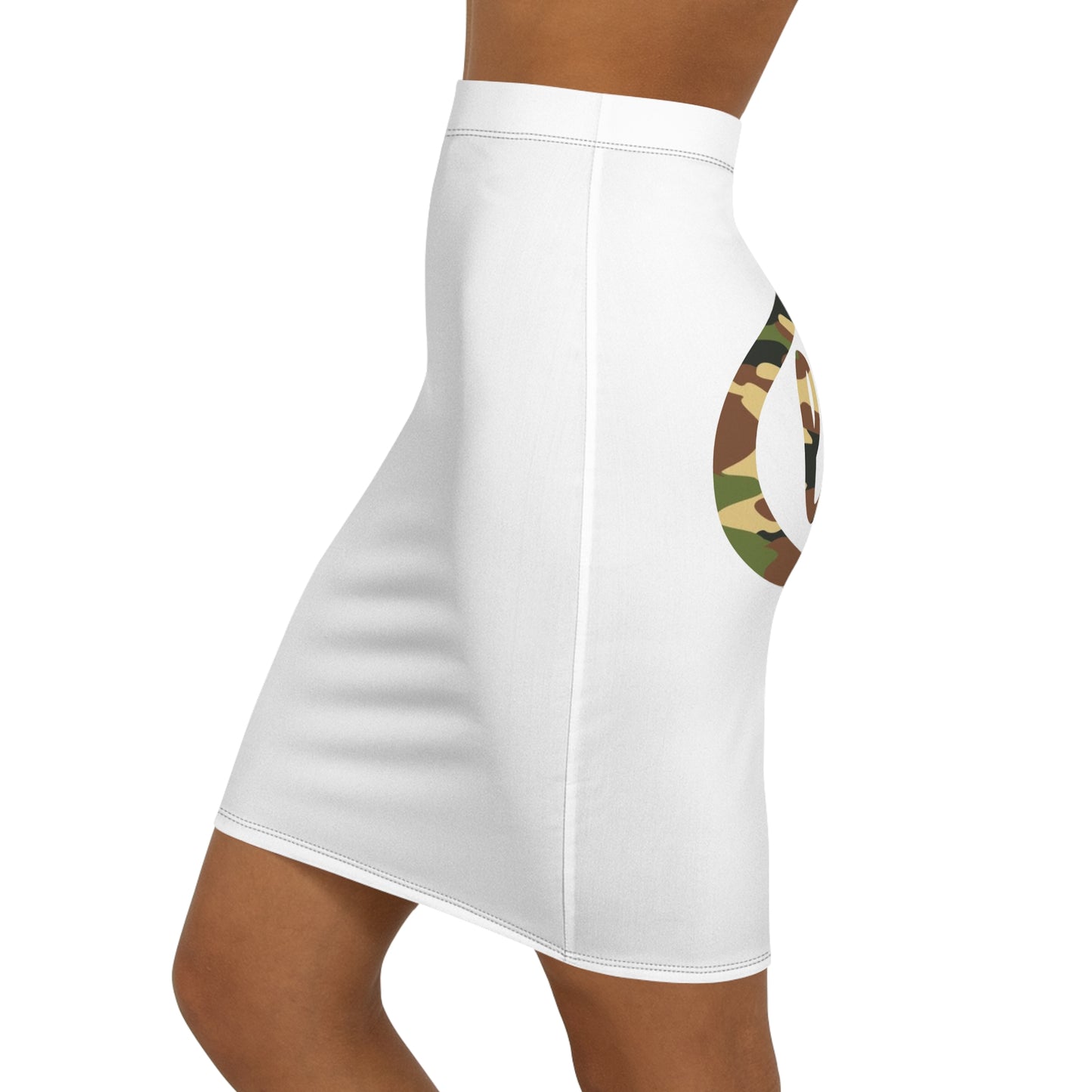 Camo Print Women's Mid-Waist Pencil Skirt - Stylish & Chic Camouflage Design