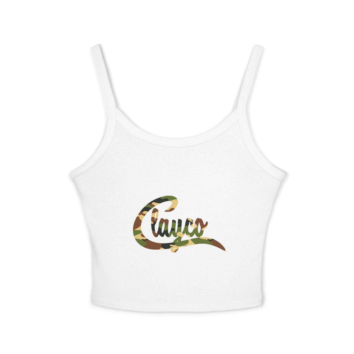 Camouflage Script Women's Spaghetti Strap Tank Top - Stylish Summer Wear