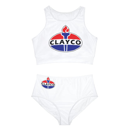 Retro Sporty Bikini Set with CLAYCO Logo - Perfect for Beach Days & Pool Parties