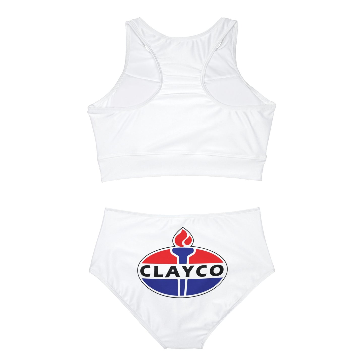 Retro Sporty Bikini Set with CLAYCO Logo - Perfect for Beach Days & Pool Parties